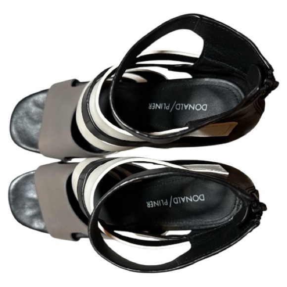 Donald Pliner Paula Strappy High Heel Sandals - Black, White & Gray - Picture 7 of 8